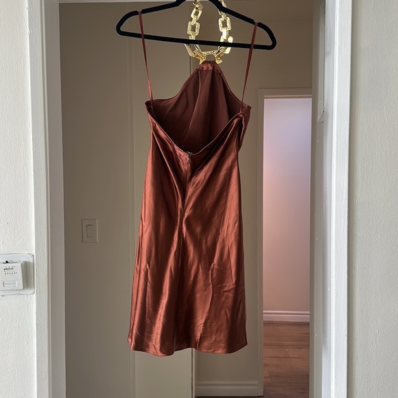 Staud brown mini dress with gold necklace halter - Picture 5 of 5